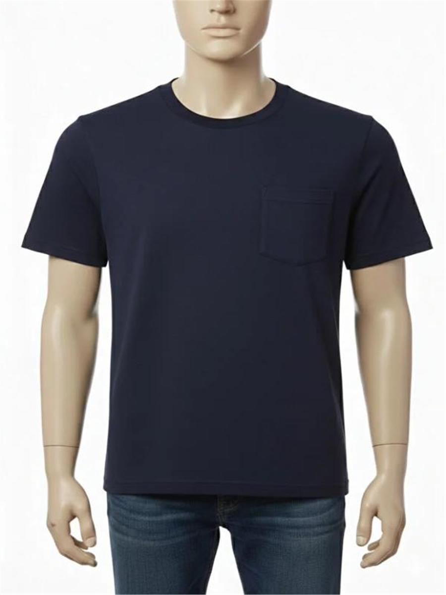 Yazlık Bisiklet Yaka Penye Tshirt %100 Pamuklu Sol Göğüs Cepli